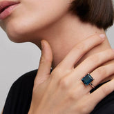 Inel cu Topaz London Blue 2.95ct din aur alb de 14K